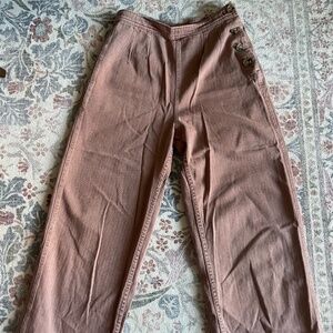 Free People Dusty Rose Side Button Trouser Pant, Size 4